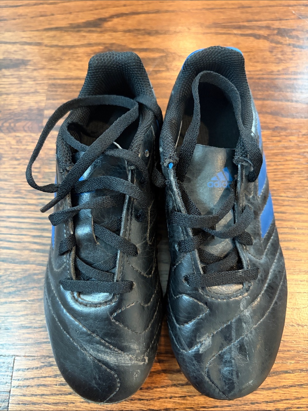 adidas Black and Blue Kids Athletic Shoes